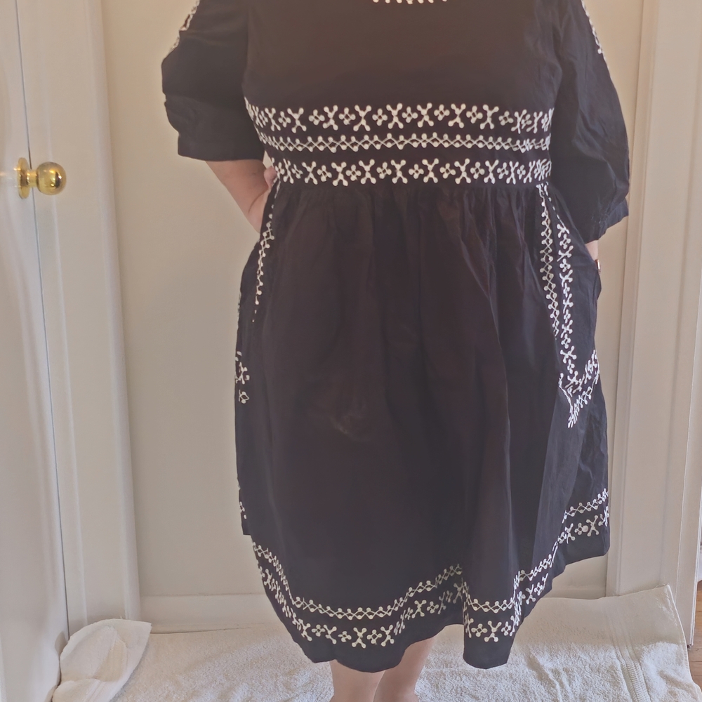 Black Embroidered Women's Dress